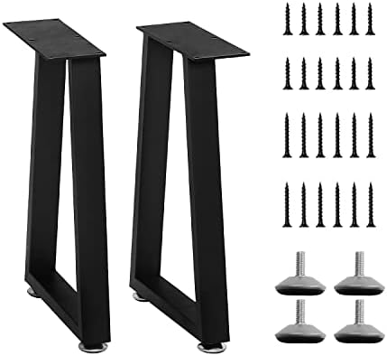 Yidi Furniture Legs 16 Inch Trapezoid Heavy Duty Sofa Legs Bench Legs Adjustable Metal Coffee Table Legs Set of 2 Mid Century Home DIY Projects Black Legs Furniture 2PCS Black 15.7" H×11" W