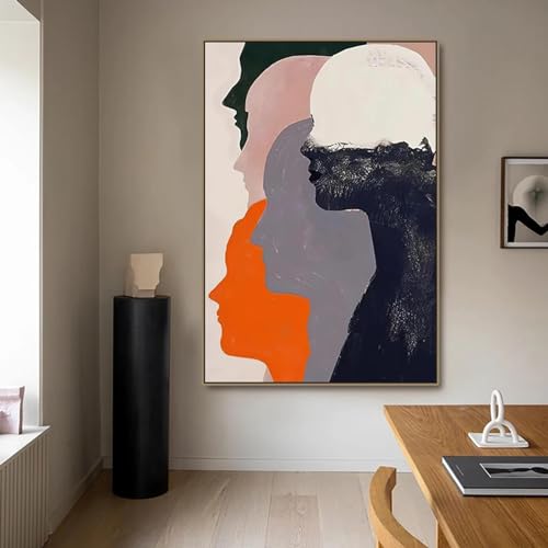 Toile murale art visage abstrait de haute qualité avec châssis en bois intégré 75x105 cm