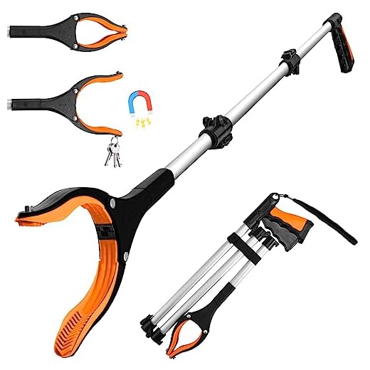 Housolution Reacher Grabber Tool, 43" Extra Long Grabbers for Elderly, Lightweight Handy Trash Claw Grabber with Magnets, Reaching Assist Tool for Trash Pick Up, Arm Extension, Litter Picker (Orange)