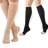 2 Pairs Compression Socks 20-30mmHg Medical Prevent Varicose Veins Toeless Support Hose for Women Men