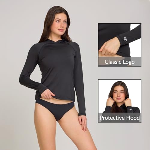 Champion Women's Hooded Rash Guard, Long Sleeve Sun Hoodie UPF 50+ Shirt, - image 4