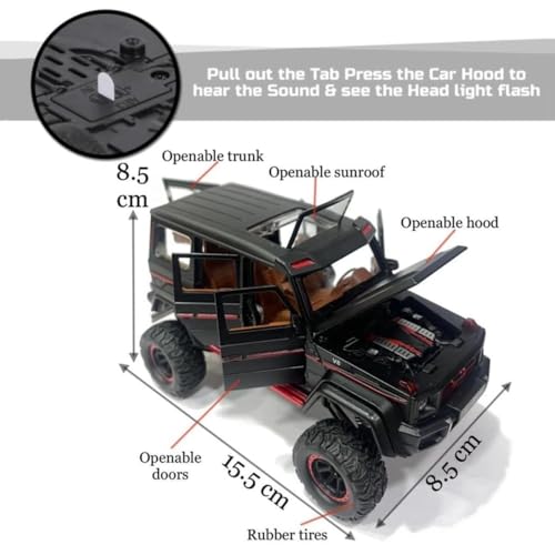 Image of New 1:32 AMG 4X4 Diecast Alloy Metal Pull Back Car with Openable Doors Music Sound and Light Vehicle Toy Car for Kids Boys (White)