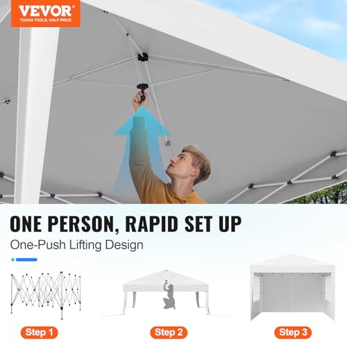 VEVOR Pop Up Canopy, 10 x 10 FT Instant Canopy Portable Gazebo with 3 Sidewalls & 2 Ventilated Windows, Height Adjustable Pop-Up Outdoor Shelter Tent for Events, Patio, Backyard, Party, Parking 2 VEVOR Pop Up Canopy, 10 x 10 FT Instant Canopy Portable Gazebo with 3 Sidewalls & 2 Ventilated Windows, Height Adjustable Pop-Up Outdoor Shelter Tent for Events, Patio, Backyard, Party, Parking - Image 2