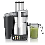 Arendo - Entsafter digital mit Display - 1 Liter – 1000 Watt – XXL Einfüllschacht – LED Display - Farbsymbole – Tropfschutz – Pulsfunktion - für Gemüse und Obst - Sicherheitsverriegelung - inkl. Saftb