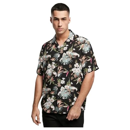 Urban Classics Camiseta Viscosa Hombre Camisa, Blacktropical, 4XL