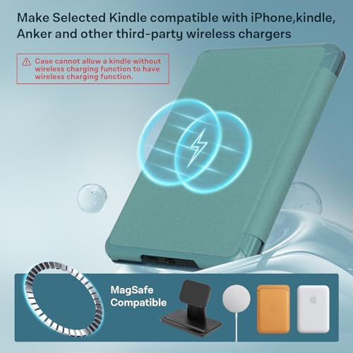 Image of CoBak Lightweight Stand Case for 7 inch 12th Gen 2024 and Colorsoft with Right Hand Strap - Compatible with iPhone MagSafe, for Samsung /Belkin /Anker Wireless Charging Pads,Misty Blue