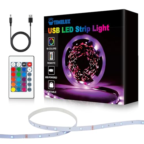 Image of USB 32.8ft LED Strip Lights Color Changing LED Tape Lights with IR Remote Controller and Dimmable LED Strip for Bedroom Cabinet Bar
