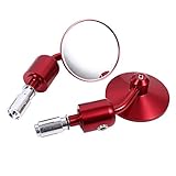 1 Pair Motorcycle Handlebar Reflector Mirror Motorbike End Rear View Mirrors ( Color : Red )