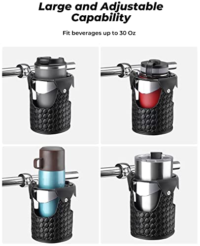 [Upgrade] Kemimoto Touring Passenger Cup Holders Leather Motorcycle Passenger Drink Holders Compatible With Street Glide Road King Road Glide Electra Glide Tri Models With Tour Pack 2014-2022 2023 #TOP6