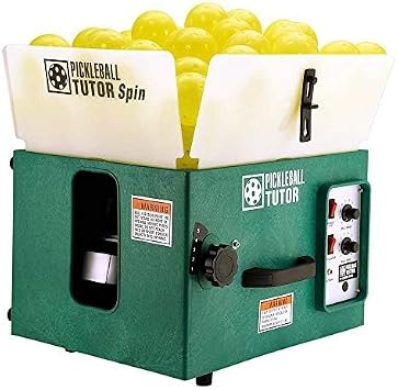 Pickleball Tutor Spin Model with Remote. Variable SIDESPIN. Made in USA by #1 Pickleball Machine Company.