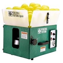 Pickleball Tutor Spin Model Ball Machine with Remote, 2-Line, Electronic Elevation. Variable SIDESPIN. Speed 60 MPH. Made in USA by #1 Pickleball Machine Company.