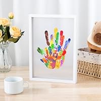 Family Handprint Kit Clear Family Hand print Kit with 6 Paints Pen Non-Toxic DIY Craft Keepsake Wooden Frame Home Décor Family Handprint Frame Gift For New and Expecting Parents