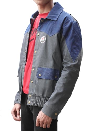 Marty Back to the Future Mcfly Men Blue Denim Jacket - Grey And Blue Jean Jacket3