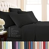 Southshore Fine Linens - 6 Piece - 21 Inch - Extra Deep Pocket Sheet Set (King, Black)