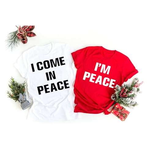 I Come in Peace Matching Couples T-Shirts - Funny His & Her Shirts, Husband & Wife Outfits2