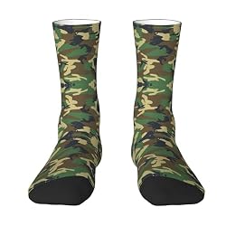 pvinnk Calcetines largos y gruesos con estampado de camuflaje militar verde para adultos, unisex, para hombres y mujeres, para entrenamiento, calcetines deportivos, Blanco, talla única