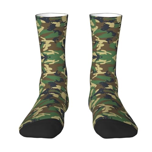 pvinnk Calcetines largos y gruesos con estampado de camuflaje militar verde para adultos, unisex, para hombres y mujeres, para entrenamiento, calcetines deportivos, Blanco, talla única