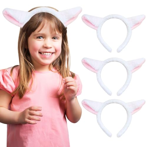 KSBBHDS 3 Piezas De Diadema De Tierras De Cordero, Lindo Peluche, Accesorios De Juego Interesantes, Accesorios Creativos De Lavado De Cara Y Accesorios De Ropa.