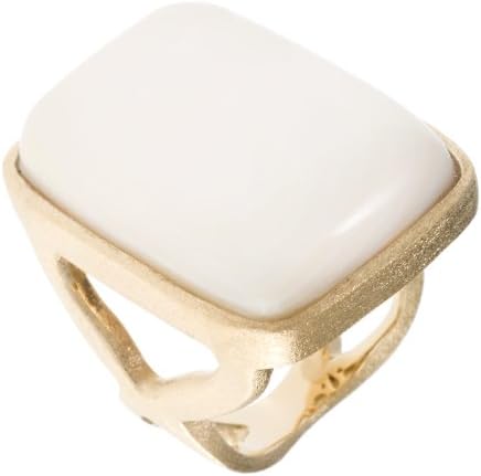 Rivka Friedman White Mother of Pearl Rectangular Split Shank Ring - Size 9