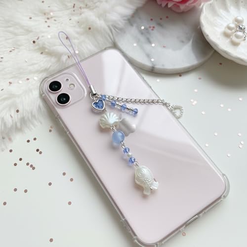 Image of SNOWY SHOP Korean Silver Bow Phone Charm - Cute Heart & Starfish Pendant | Aesthetic Korean Mobile Chain, Bag Hanging & Keychain Jewelry for Girls & Women