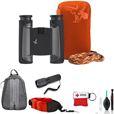 Swarovski 8x25 CL Pocket Binoculars (Anthracite, Mountain Accessories Package) 46153 Lightweight, Fog & Waterproof Binocular - Kit with Deluxe Backpack + More