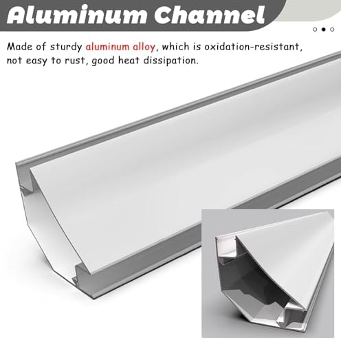 LED Crown Moulding Light Cover Diffuser - 4.9m (16ft) White Aluminum Indirect Lighting Trim for Ceiling Decor & Wall Washer Track with Double Light Cover