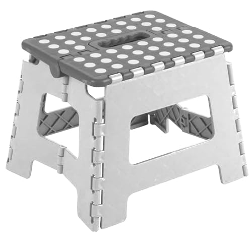 Acan Tradineur - Taburete Plegable Multiusos - PVC - Antideslizante - Altillo para Cocina o Baño - Reposapiés - Máx. 150 kg (Blanco - 18 x 21 x 17 cm)