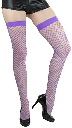 Image of ToBeInStyle Women's Vibrant Large Net Fishnet Thigh High Elastic Nylon Novelty Stockings