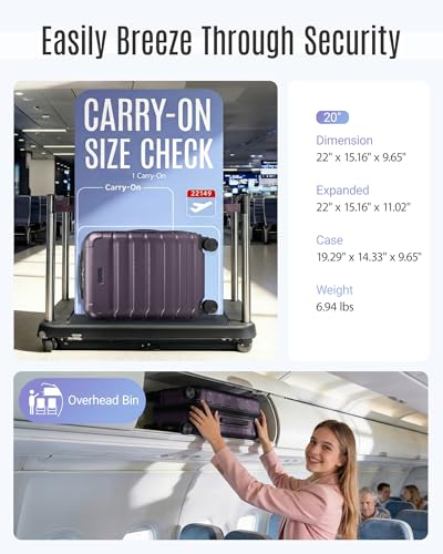 Image of LIGHT FLIGHT Carry On Luggage 22x14x9 Airline Approved, Expandable Carry On Suitcases with Wheels, Lightweight Luggage, Durable Hard Shell 20 Inch Rolling Suit Case for Men Women Travel, Lilac Purple