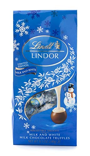Lindt LINDOR Holiday Snowman Milk & White Chocolate Truffles, Kosher, 8.5 Ounce Bag