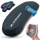 NORDMUT® Campingkissen aufblasbar [SoftSleep+] Komfortables Kissen Ultraleicht mit kleinem Packmaß – Reisekissen aufblasbar inkl. waschbarem Kissenbezug (Schwarz)
