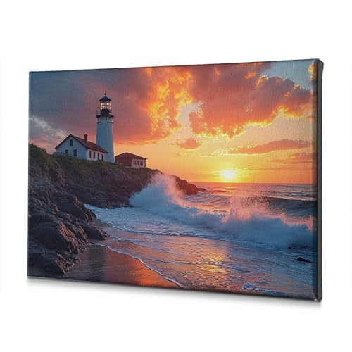 Tableau phare religieux toile déco de Pâques sereine