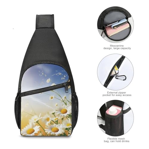 Mochila bandolera Chamomile and Butterflies blanca para adultos miniatura 5