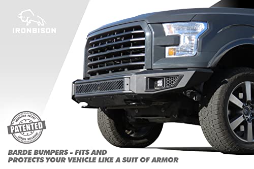 IRONBISON Front Bumper Fit 2015-2017 Ford F150 Truck Pickup Bumper Guard Off Road Steel Bull Bar with 2 LED Fog Light Splash Guard Can Add 30” LED Light Bar