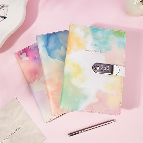 Carnet de notes en cuir à code A5 agenda ligné avec verrou noir
