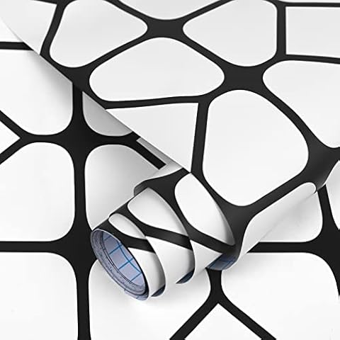 Sticky Back Plastic Geometric 29X 300cm Self Adhesive Wallpaper Black Square Silver Modern Waterproof Film Upgrade Vinyl Roll Peel and Stick for Kitchen Bedroom Bathroom Furniture Stickers Cover