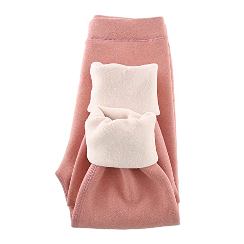 Serecofo Pantalon Bas Thermique Enfants et Adolescentes 4 à 16 Ans Filles Doublure Polaire sous-Vêtements Thermiques Hiver Pyjama Doux et Chaud (15-16 Ans, Rose) Cover