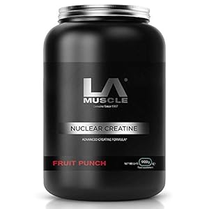 LA Muscle Creatine | Super-Micronised Creatine Monohydrate Powder Testosterone Booster and Pumping Agents | Fruit Punch Flavour | Grow Muscle As Soon As 2 Days (900 Grams (1 x Pack))