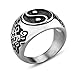 Banemi Verlobungsring für Männer, Männer Ringe Verlobung Silber Tai Chi Edelstahl Fingerring Geburtstagsgeschenk Größe 65 (20.7)