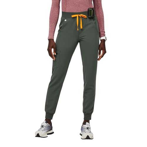 FIGS Zamora High-Rise Jogger Scrub Pant for Women | Moss, Tall XS