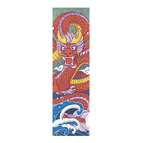 Vagues d'animaux Dragon en Colère Grip de Skateboard Bande Grip Antidérapante,Auto-adhésif Griptape de Longboard,sans Bulles,Peut êTre Coupé(84 * 23cm 1pcs) Cover