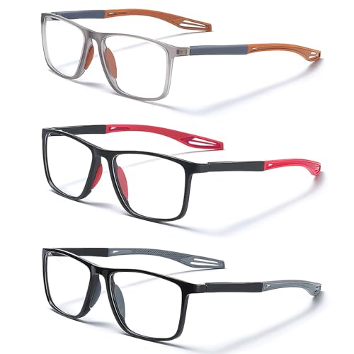 Hioip Pack de 3 Gafas de Lectura 1.0, Gafas para Presbicia Hombre Mujer Anti Luz Azul Presbicia Ligeras Comodas con Flexibles Anti-reflejantes Rectangular Metal Clásica Lente Clara Colores Mezclados