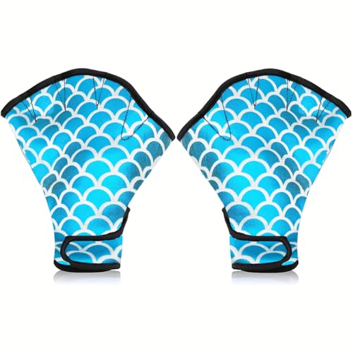 easilis Swimming Aquatic Gloves or Women & Men Water Gloves with Webbed Resistance for Swimming & Water Aerobics Fitness Fish Scale Design Fade-Resistant Pool Gear - Size S