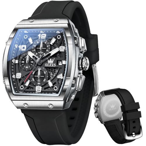 Image of OLEVS Mens Watches Stylish Chronograph Waterproof Luminous Silicon Strap Multifunction Watches for Men Business Men Wrist Watch