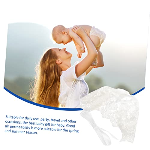 Baby Girl Lace Bonnet Breathable Floral Embroidered Sun Protection Hat for Toddlers 1 Piece White3