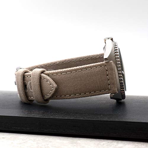 Image of Benchmark Canvas Watch Band - Quick Release Cotton Fabric Watch Straps for Men & Women (22mm, Khaki Tan)