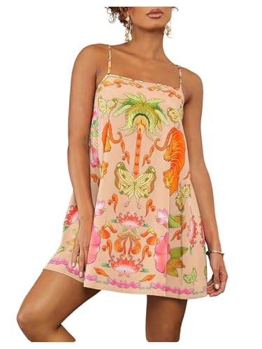 MakeMeChic Women's Flowy Mini Dress Boho A Line Summer Ruffle