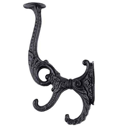 Uniqantiq Hardware Supply Double Prong Black Finished Cast Iron Hat And Coat Hook | Wall, Hall Tree, Rack Mounting | Vintage Coat Hooks For Hanging Garment | H27-Cihookbl (1) #TOP1