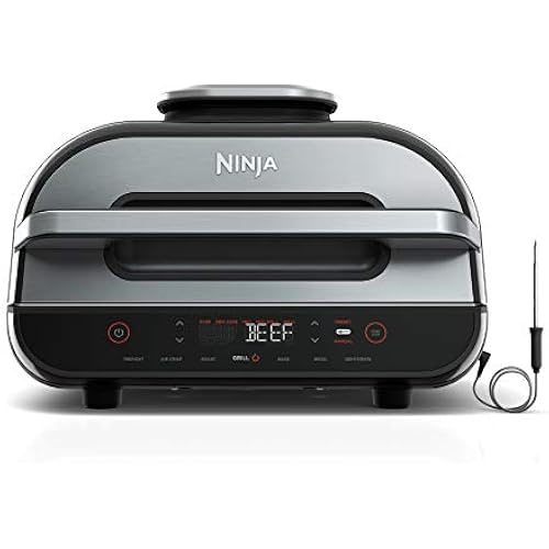 Ninja® Foodi® Smart XL 6-in-1 Indoor Grill & Air Fryer, Black/Silver, FG551 | Smart Cook System with built-in thermometer, XL capacity, perfect doneness, rare to well done. 6-in-1: Grill, Air Fry & more.