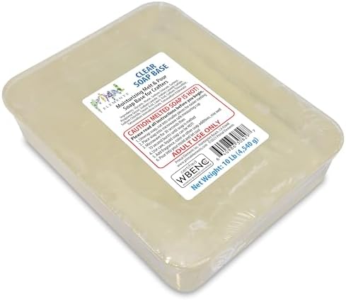 Primal Elements Clear Soap Base - Moisturizing Melt and Pour Glycerin Base for Crafting, Easy to Cut, Unscented - 10 Pound